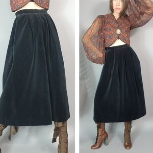 Vintage YSL Black Velvet A line Skirt xs